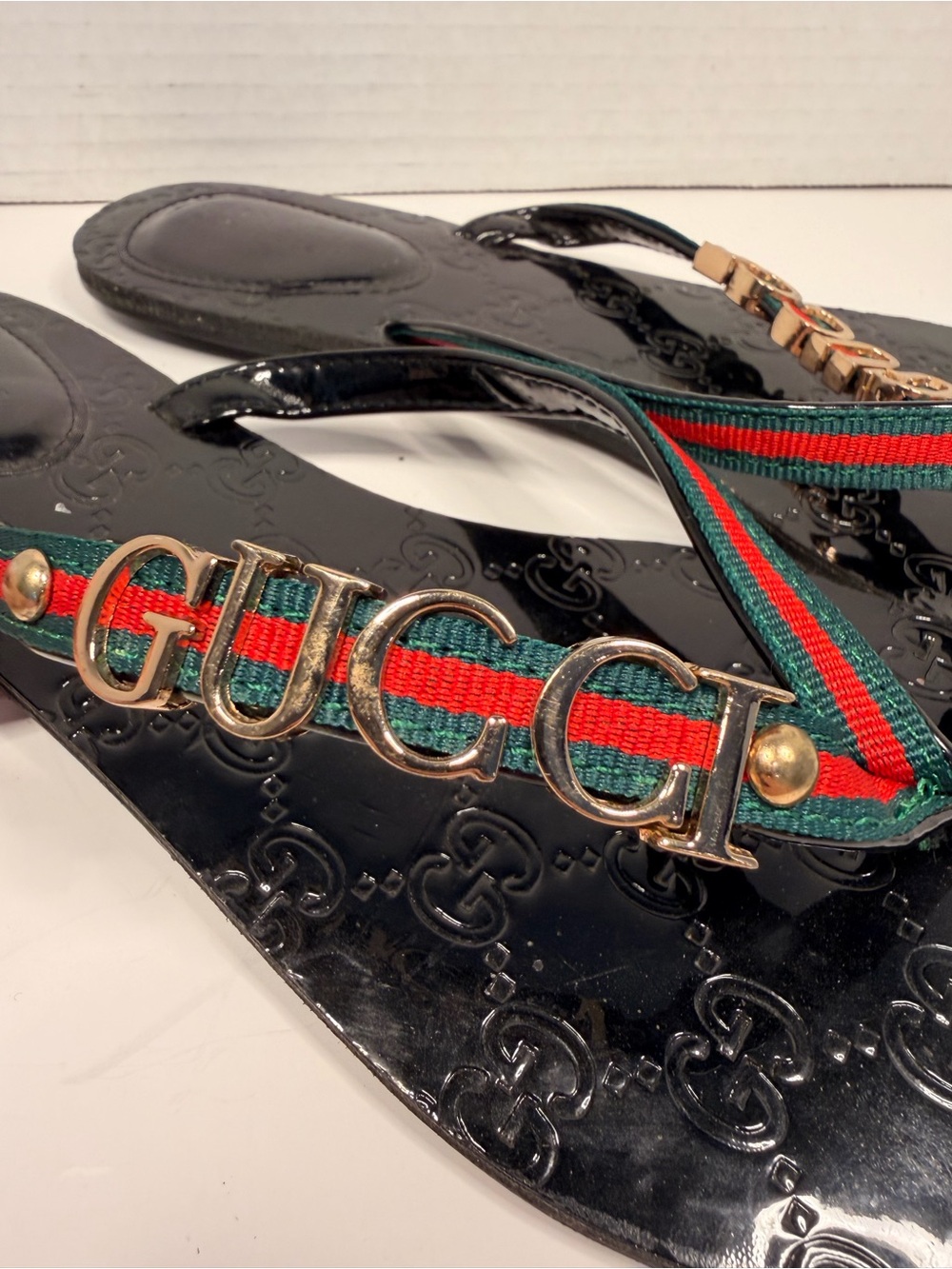 Gucci GG Logo Web Stripe Thong Sandals Black Size
39 - Picture 2 of 6
